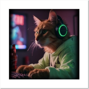 Cat Gamer Streamer Posters and Art